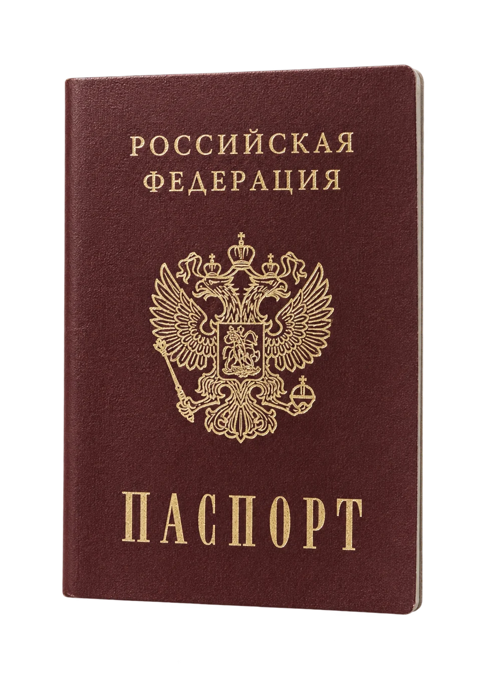 Тонкий российский паспорт в бордовой обложке — иллюстрация